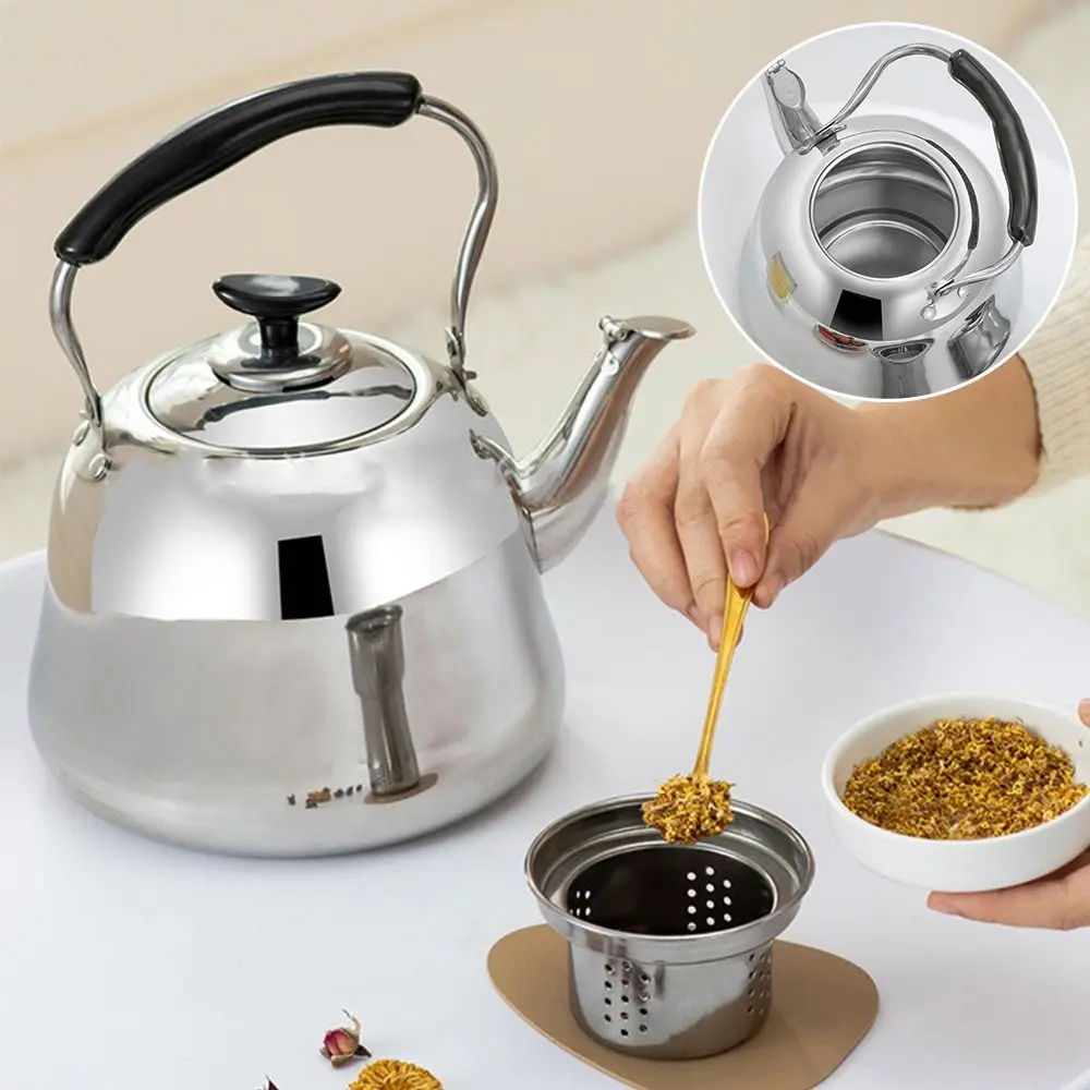 Stainless Steel Whistling Teakettle Large Capacity Thickened Tea Kettle Gas Stove Induction Cooker Fast Heating Base