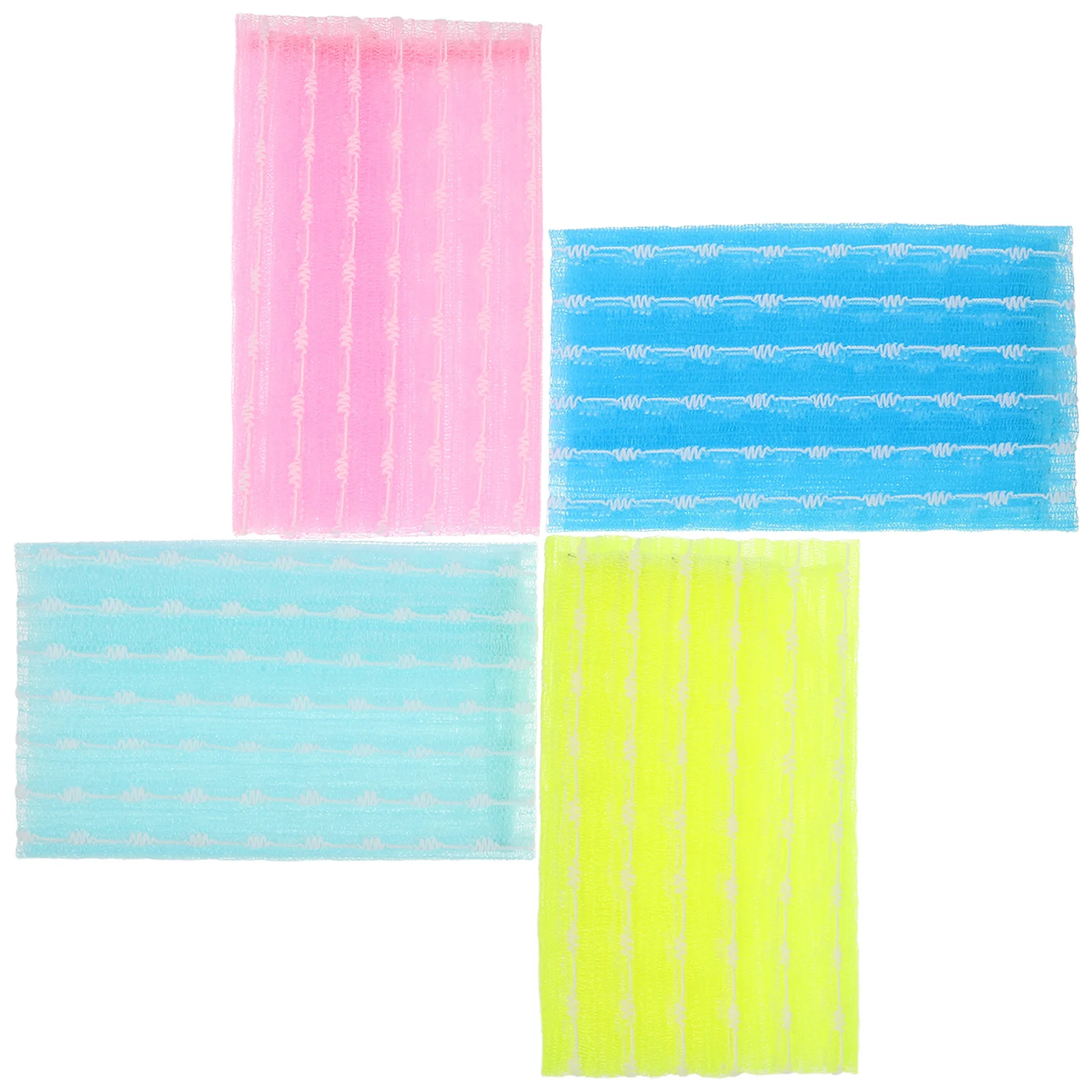 

4Pcs Long Bath Washcloth Nylon Jacquard Design Exfoliating Body Scrubber for Shower Back Cleaning Korean Style Skin Cleanser