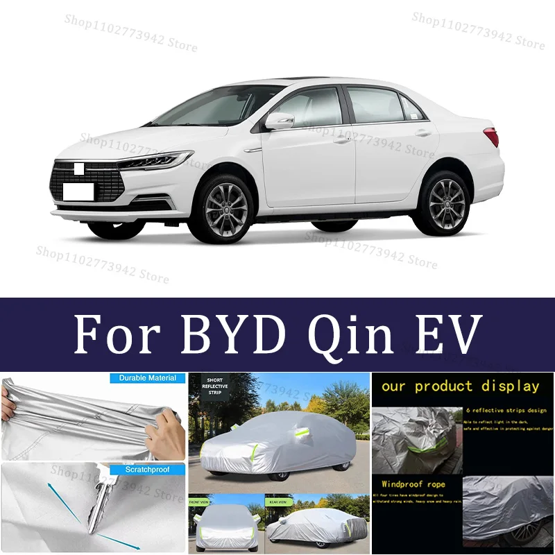 

Car Cover For BYD Qin EV Full Exterior Black Silvery-Auto Cover Sunshade Dustproof Waterproof Reflective strips cars accessories