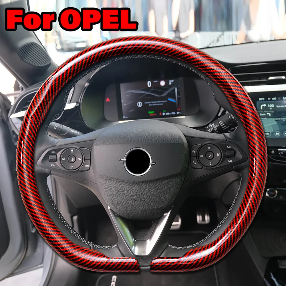 ปลอกหุ้มพวงมาลัยรถยนต์ Opel รุ่น Insignia Astra Corsa-e Grandland Frontera Combo Life Mokka Sports วัสดุคาร์บอนไฟเบอร์ อุปกรณ์ตกแต่งรถยนต์