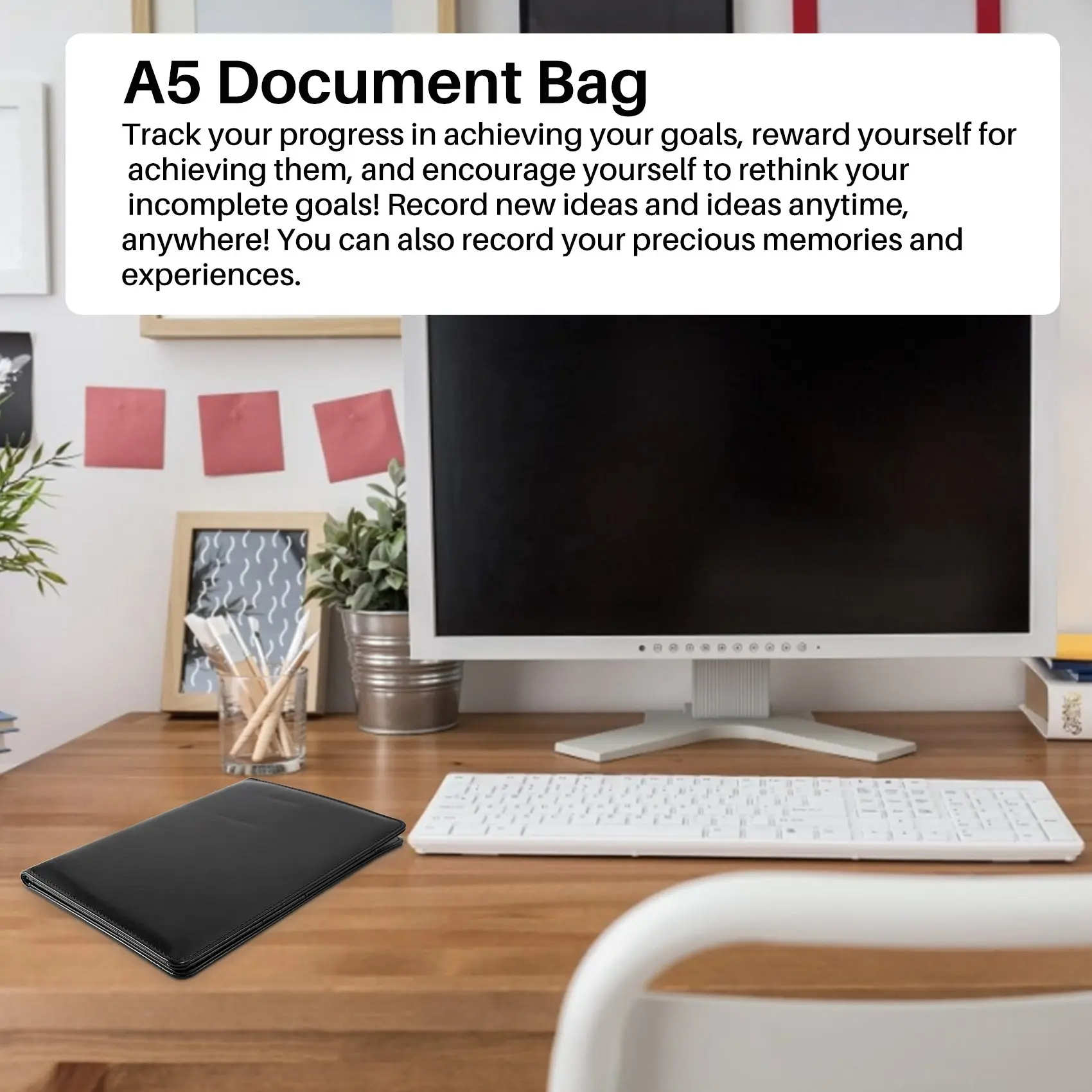 กระเป๋าเอกสาร A5แฟ้มซองคลิปบอร์ดธุรกิจสำนักงานอุปกรณ์การเรียนทางการเงิน (สีดำ)