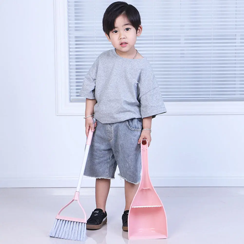 1Set Mini Cleaning Kit for Kids Broom and Dustpan Set Toddler Friendly Soft Bristles No Scratch Floor Safe Educational Activity