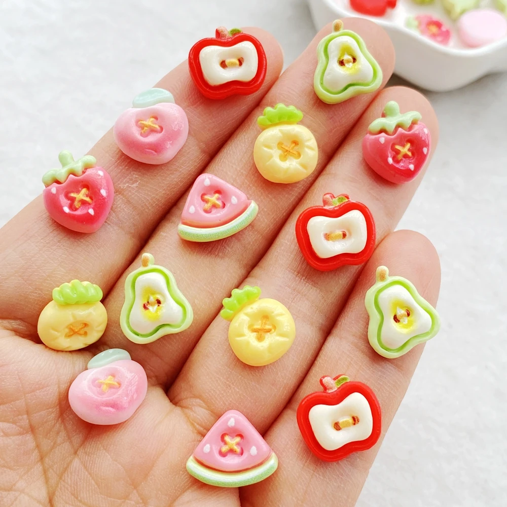 30 Uds. De Mini frutas bonitas, fresa, manzana, pera, piña, arte de uñas, abalorios de diseño de resina, manualidades DIY para uñas, decoraciones 3D, joyería