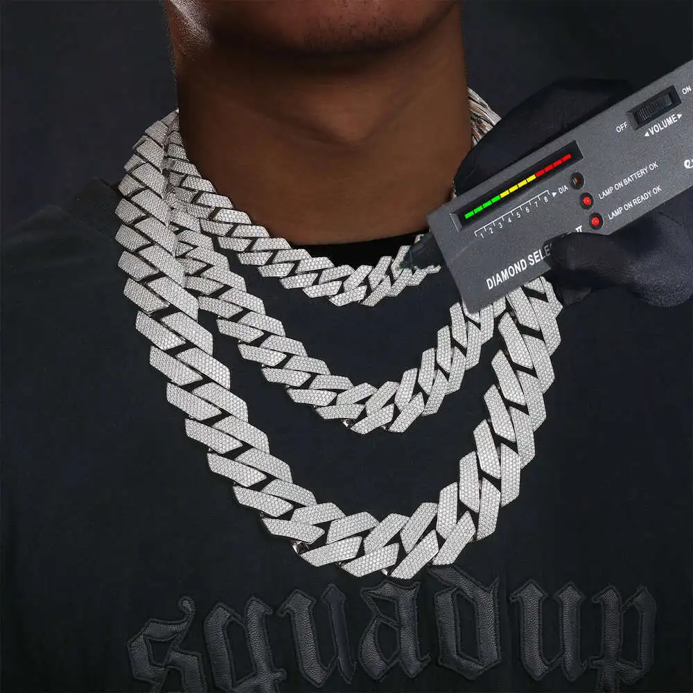 2024 Kp Cubana Hip Hop Jewelry 6-20mm 925 Sterling Silver Vvs Moissanite Diamond Iced Out Cuban Link Chain Necklace for Men