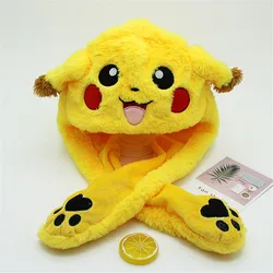 12Styles Pikachu Pokemon Anime Plush Hat Bunny Ears Funny Cute Cartoon Hat Flashing Ears Moveable Plush Doll Gift Figure Toys