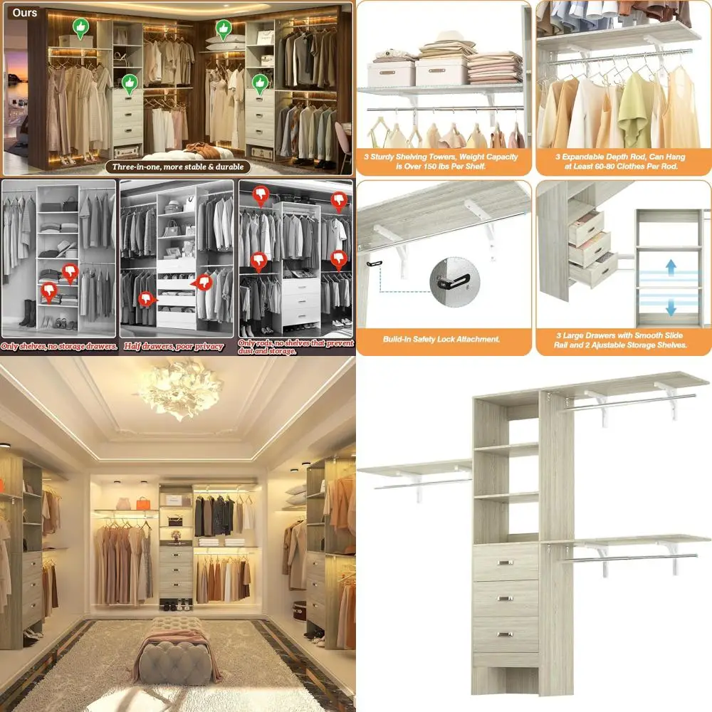 

Настенная система-органайзер для гардероба на 96 вешалок, регулируемая вешалка для одежды на 5-8 тонн из белого дуба