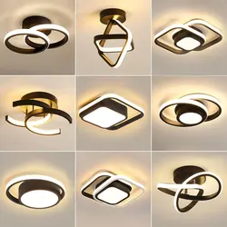 Plafonniers LED d'intérieur nordiques pour couloir, balcon, allée, noir, blanc, plafonniers LED, lampada, éclairage intérieur, AC85-265V