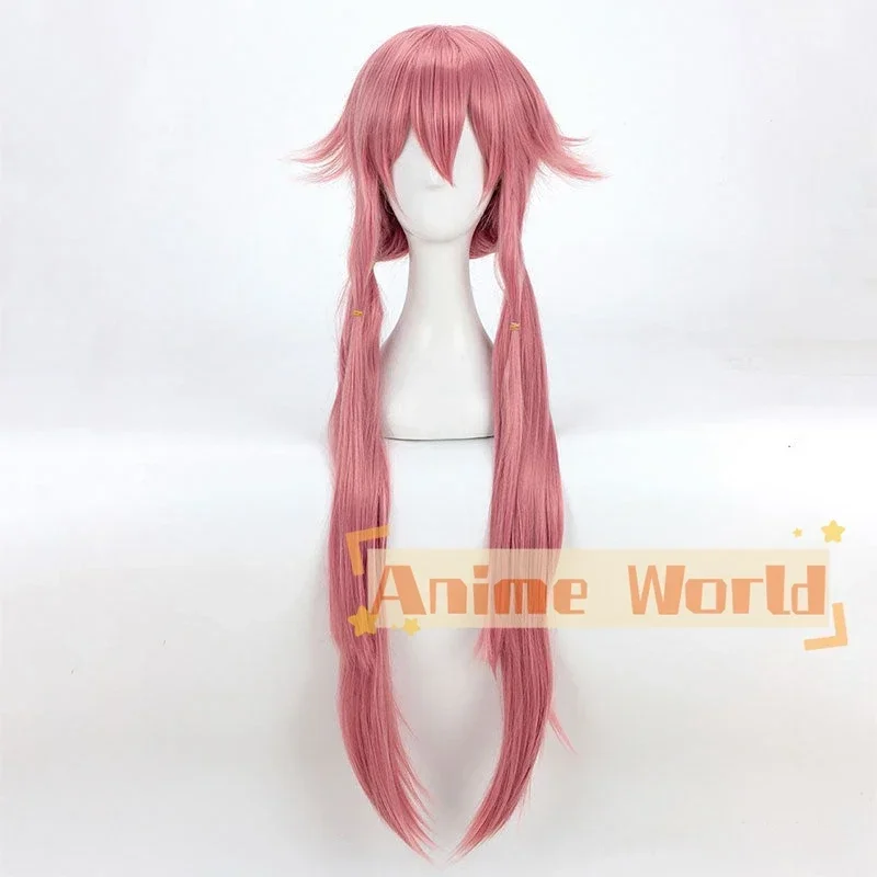 Future Diary Mirai Nikki Yuno Gasai Pink Cosplay Wig Halloween Synthetic Hair Heat view 2