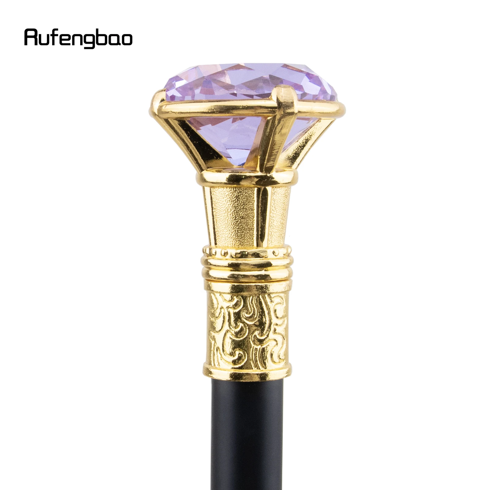 Vara Dourada Tipo Diamante com Prato Oculto, Prato de Cana, Cosplay Crosier, Moda de Defesa Pessoal, Roxo Claro, 93cm