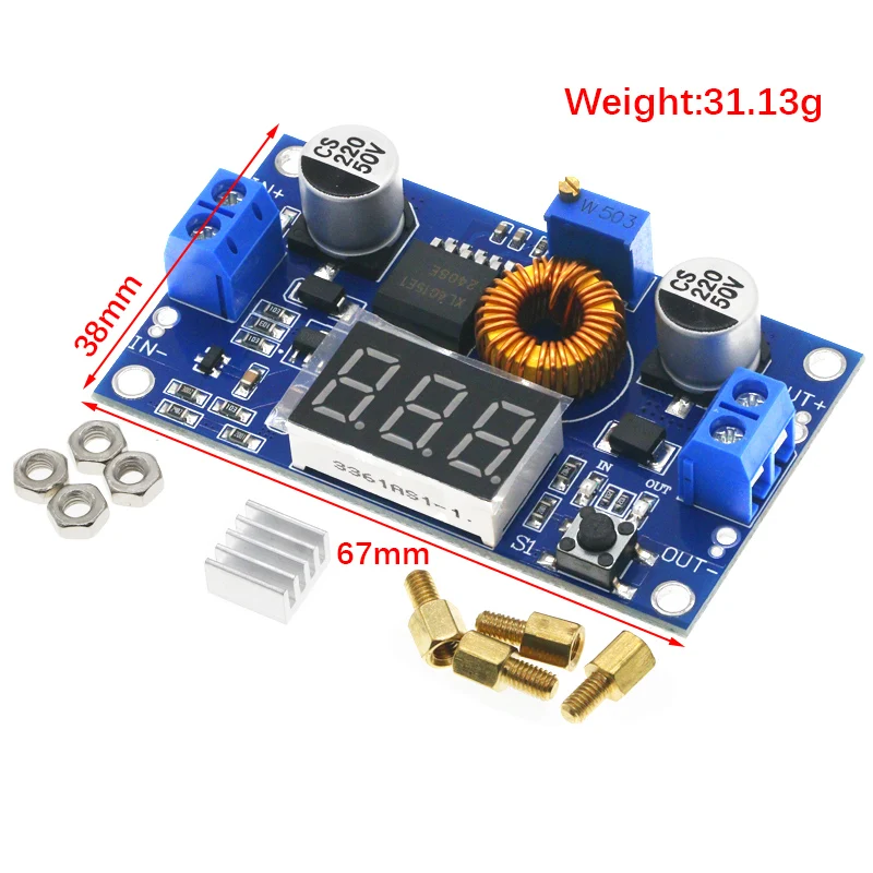 5A 75W XL4015 DC-DC Converter Adjustable Step-Down Module 4.0-38V to 1.25V-36V DIY Adjustable Power Supply