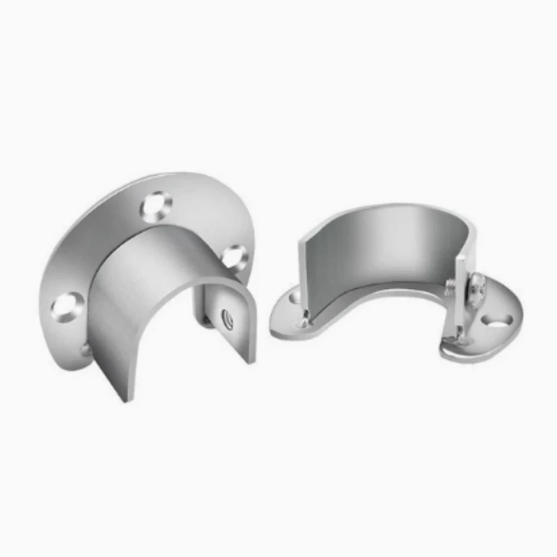 4pcs 19/22/25/32mm Stainless Steel Flange Rod Holder Wardrobe Bracket Heavy Duty Holder U shaped Closet Rod End Support