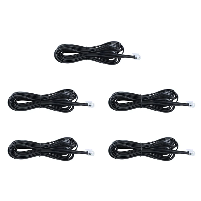 

ABT-5X 6P6C RJ11 Telephone Extension Fax Modem Cable Line 5M Length Black