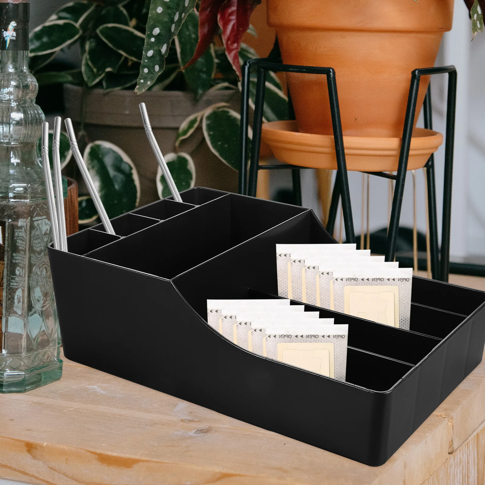 

Coffee Bar ganizer Storage Box Container Syrup Bag Tea Food Accessories Station Condiment Holder Counter Top Practical Resin