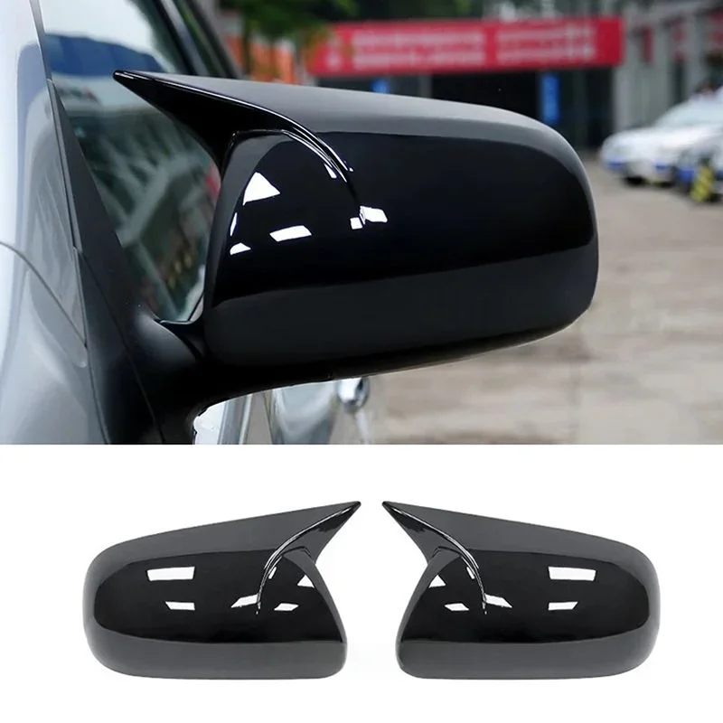 2 peças para toyota corolla 2007-2013 vios yaris p90 tampas de cobertura de espelho lateral plástico abs preto brilhante acessórios exteriores do carro