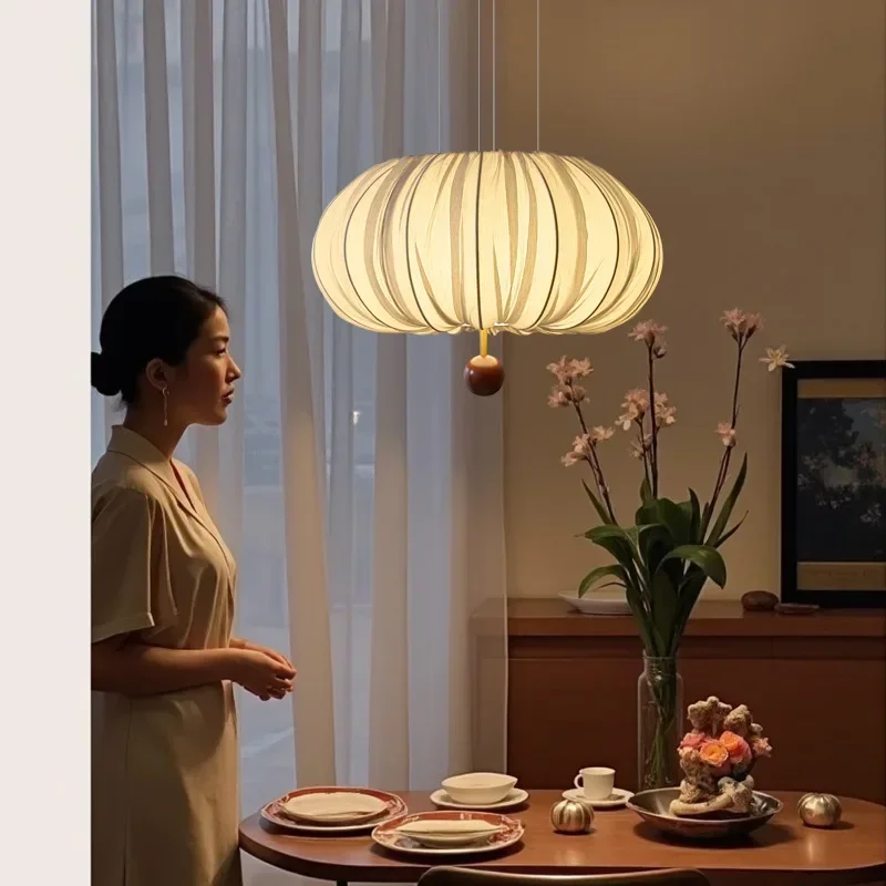 Modern Fabric Art LED Pendant Lights for Dining Room Kitchen Food Tables Bedroom Chandelier Home