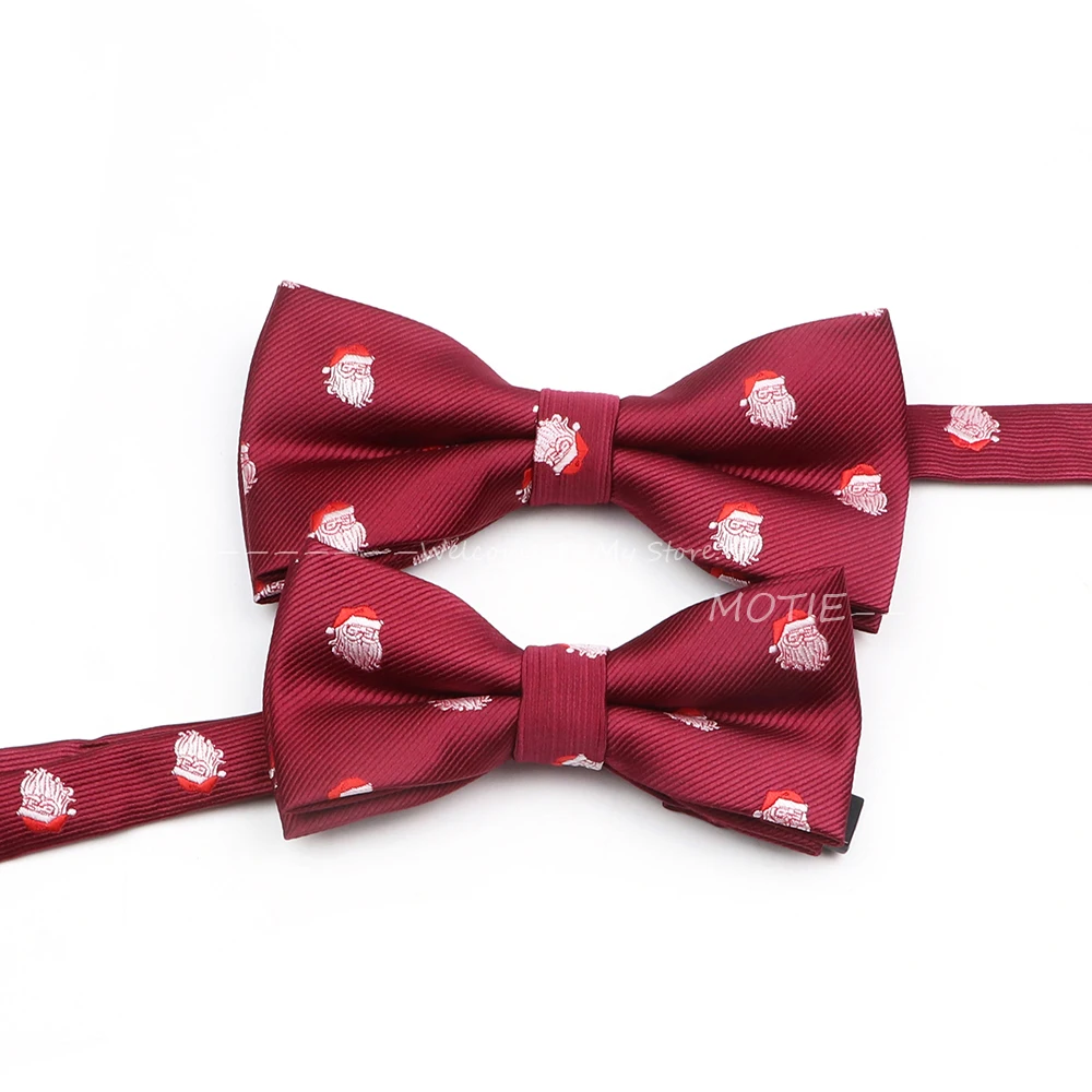 Novelty Christmas Polyester Parent-Child Bowtie Red Snowflake Pattern Bowtie Neckwear For Christmas Party Suits Tie In Accessory