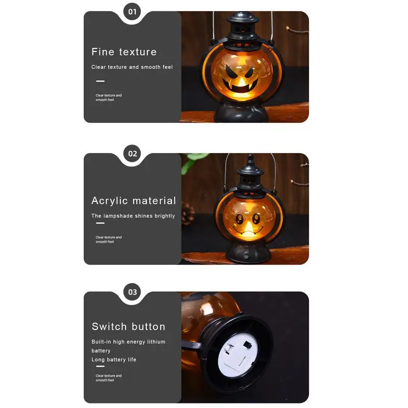 Przenośna lampa dyniowa Przenośna lampa dyniowa Jack-O'-Lanterns Kreatywna mała lampa naftowa Halloween Dekoracyjne przenośne światło kucyka