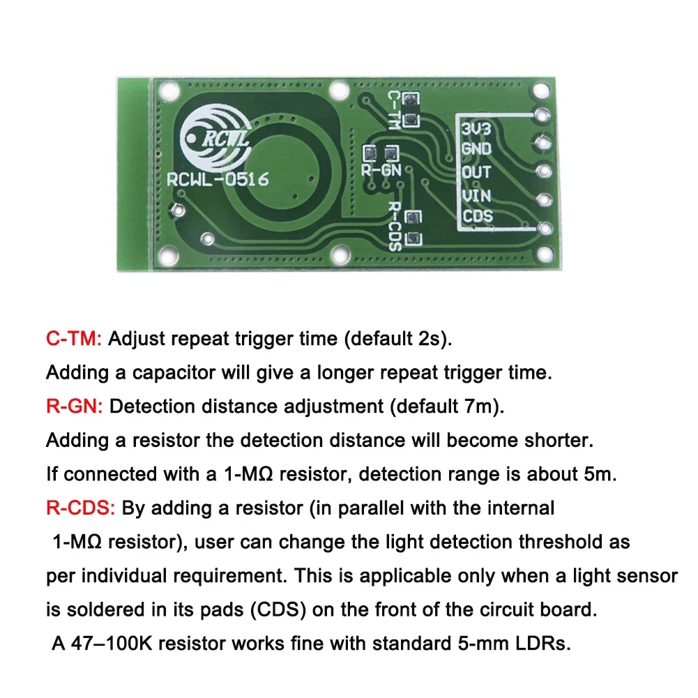 10PCS RCWL-0516 Microwave Radar Motion Sensor Module Human Body Induction Switch 3.3V Output for Arduino Raspberry Pi Projects