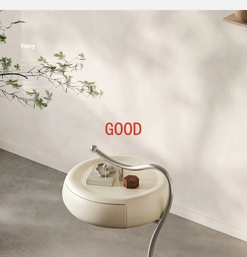 Italian Minimalist Lantern Bedside Table Storage Cream Mini Small Locker Side Modern Minimalist New