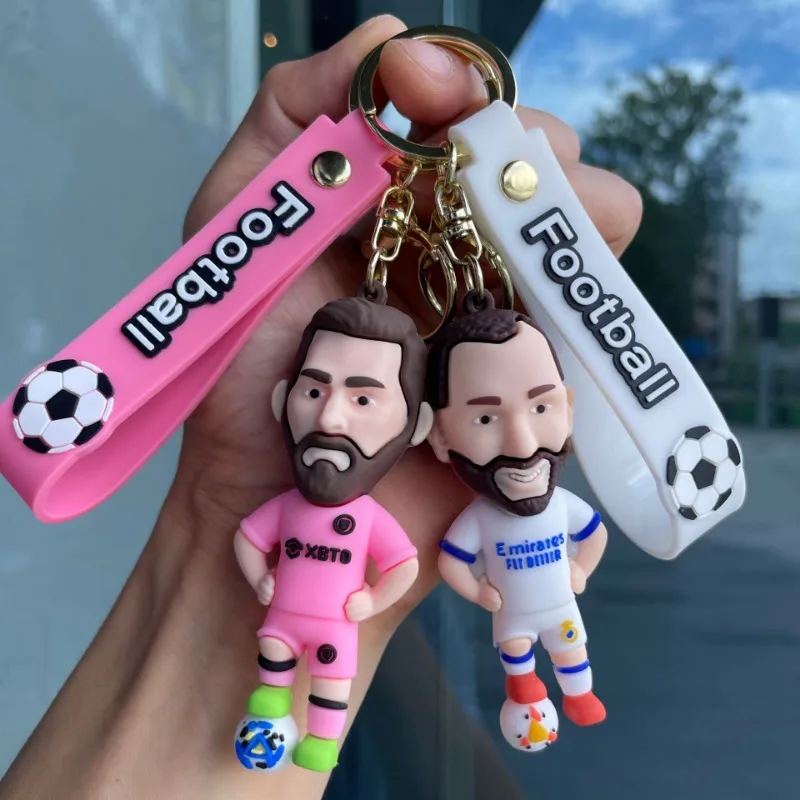 Cartoon football keychain Mbappe Harland Messi doll pendant bag car key chain small gift