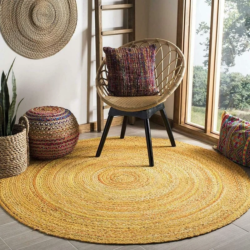 Rug 100% Natural Cotton Handmade Reversible Modern Living Area Carpet Decor Rugs