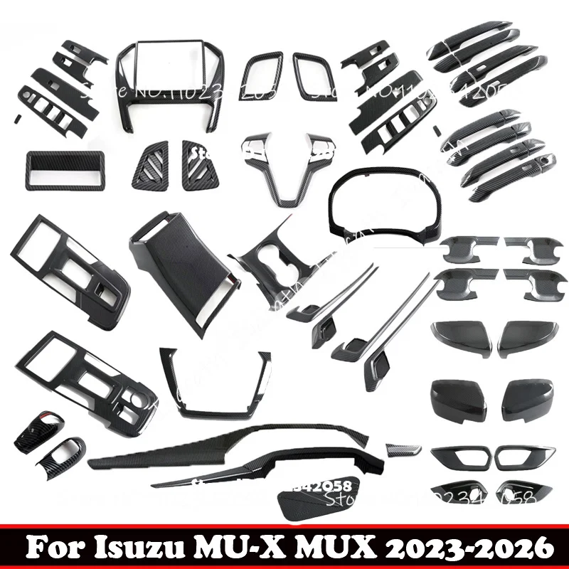 ABS Carbonfiber for Isuzu MU-X MU X 2023 2024 2025 2026  Window Lift Instrument Navigation Gear Panle Front Rear AC Oultet Cover