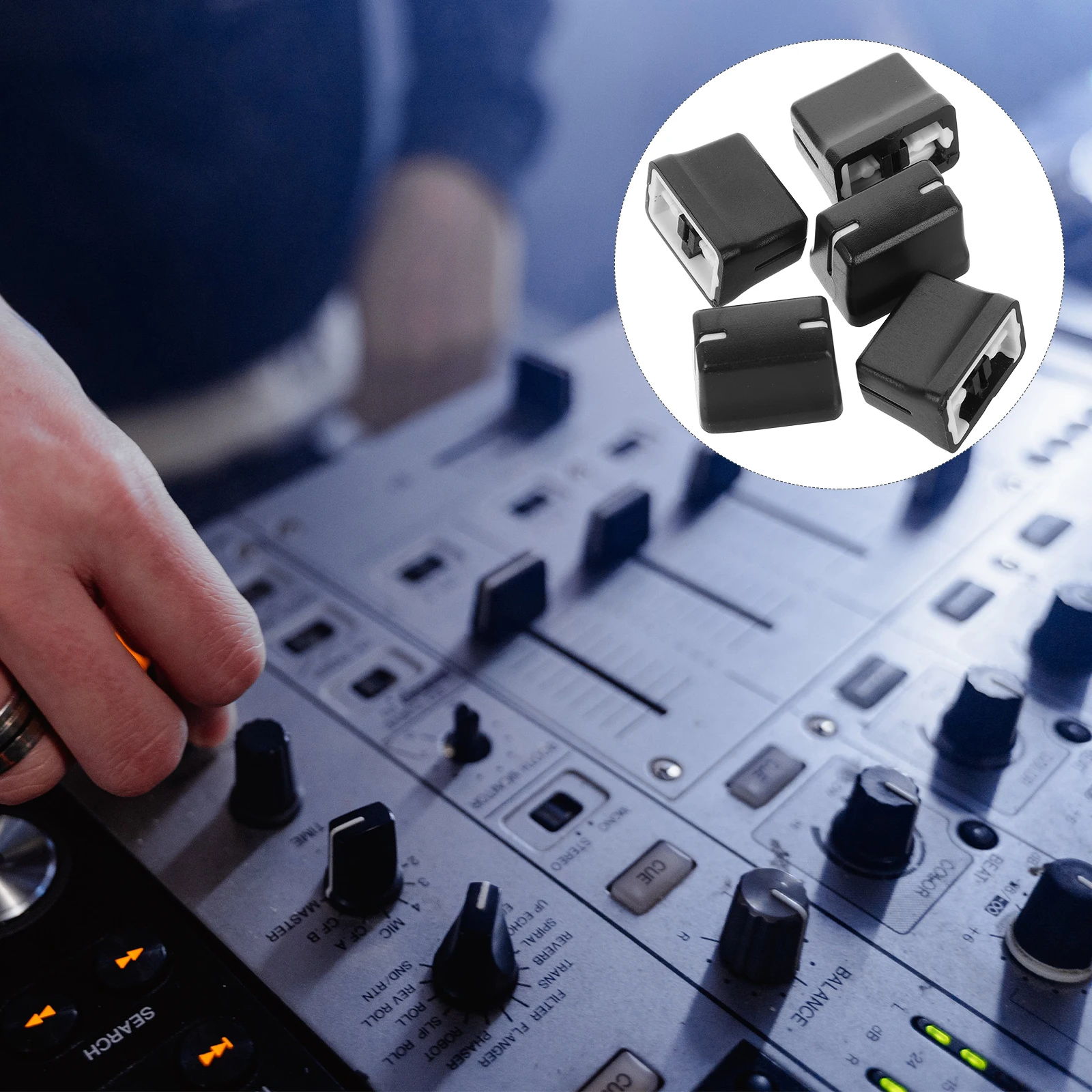 

5pcs Potentiometer Cap Slider Knobs Black Plastic Iron Handle Mixer 1X4mm DJ Accessories Console Audio Equipment