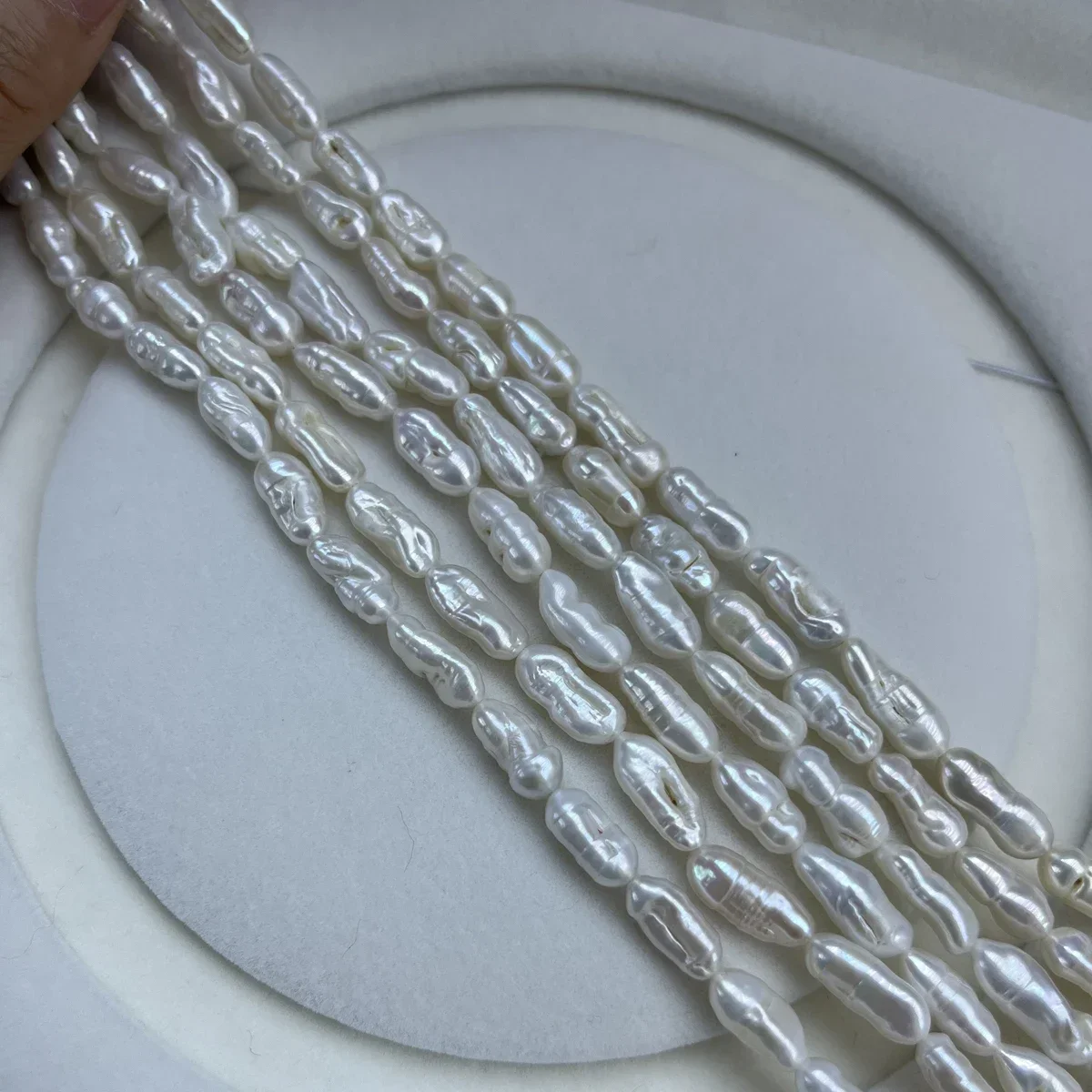 

6x15mm AAAA Natural Freshwater Small Long White Sparkle Pearl Bead Jewelry Make DIY Necklace Bracelet Accessories Women Wedding