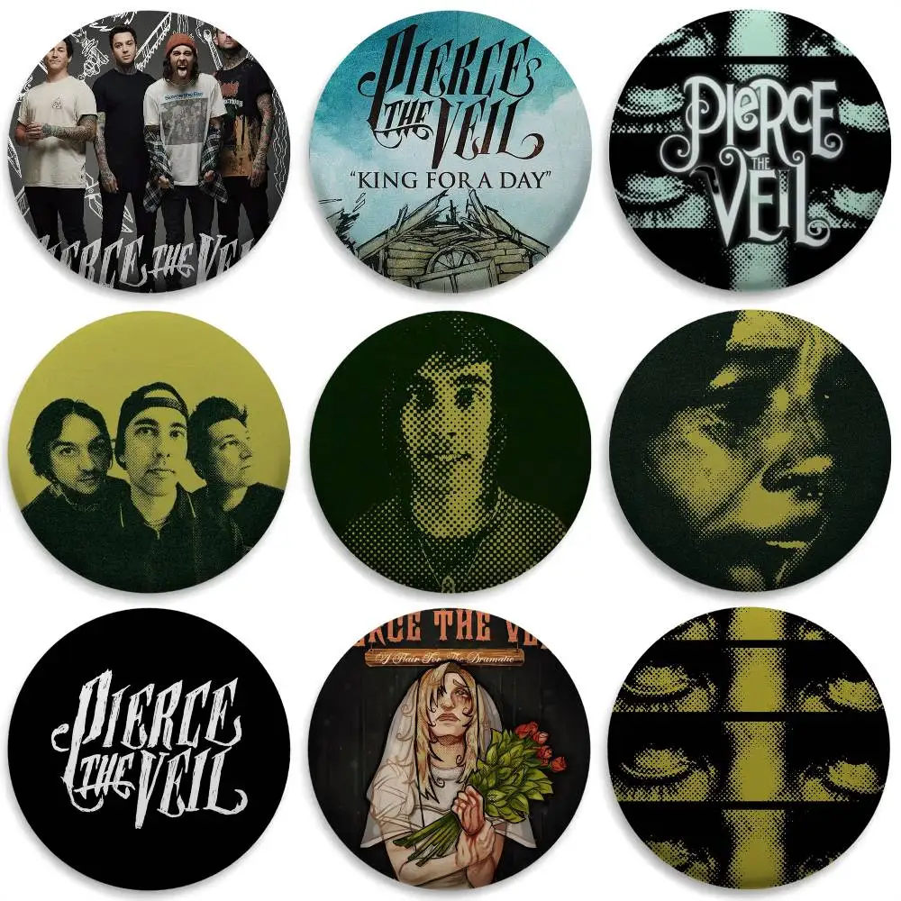 البوب روك باند P-Pierce الخامس الحجاب شارات مستديرة رائعة شارة دبابيس الإبداعية للملابس قبعة ظهره هدية اكسسوارات #1