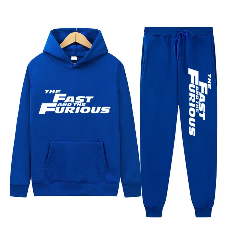 The Fast And The Furious Hoodies + Pants 2 Pieces Sets Men Fashion Sweatshirts Women Casual Hooded Pullovers Sportwear Suit