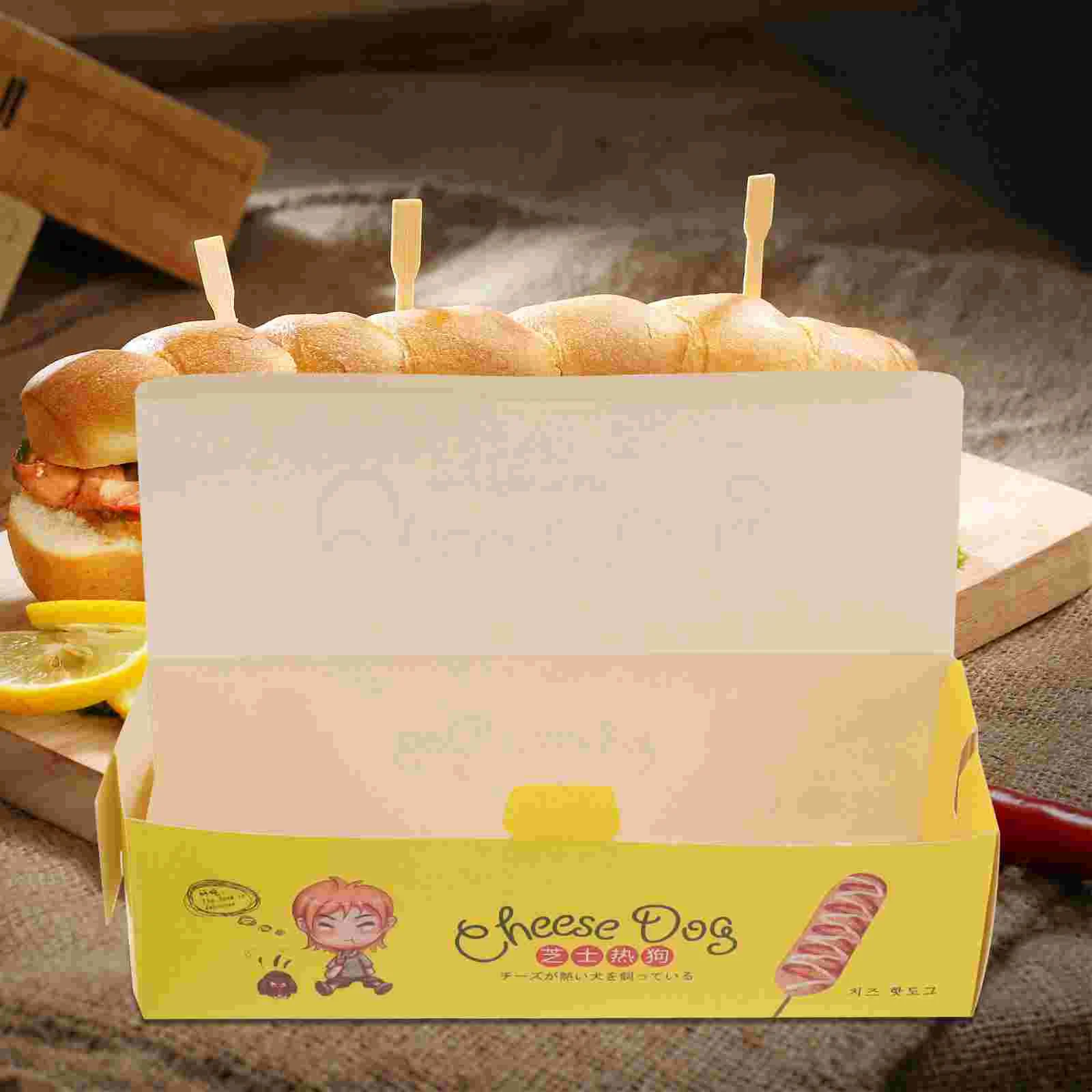 100 Pcs Little Boy Hot Dog Box Sausage Polystyrene Boxes White Cardboard Food Paper Tray