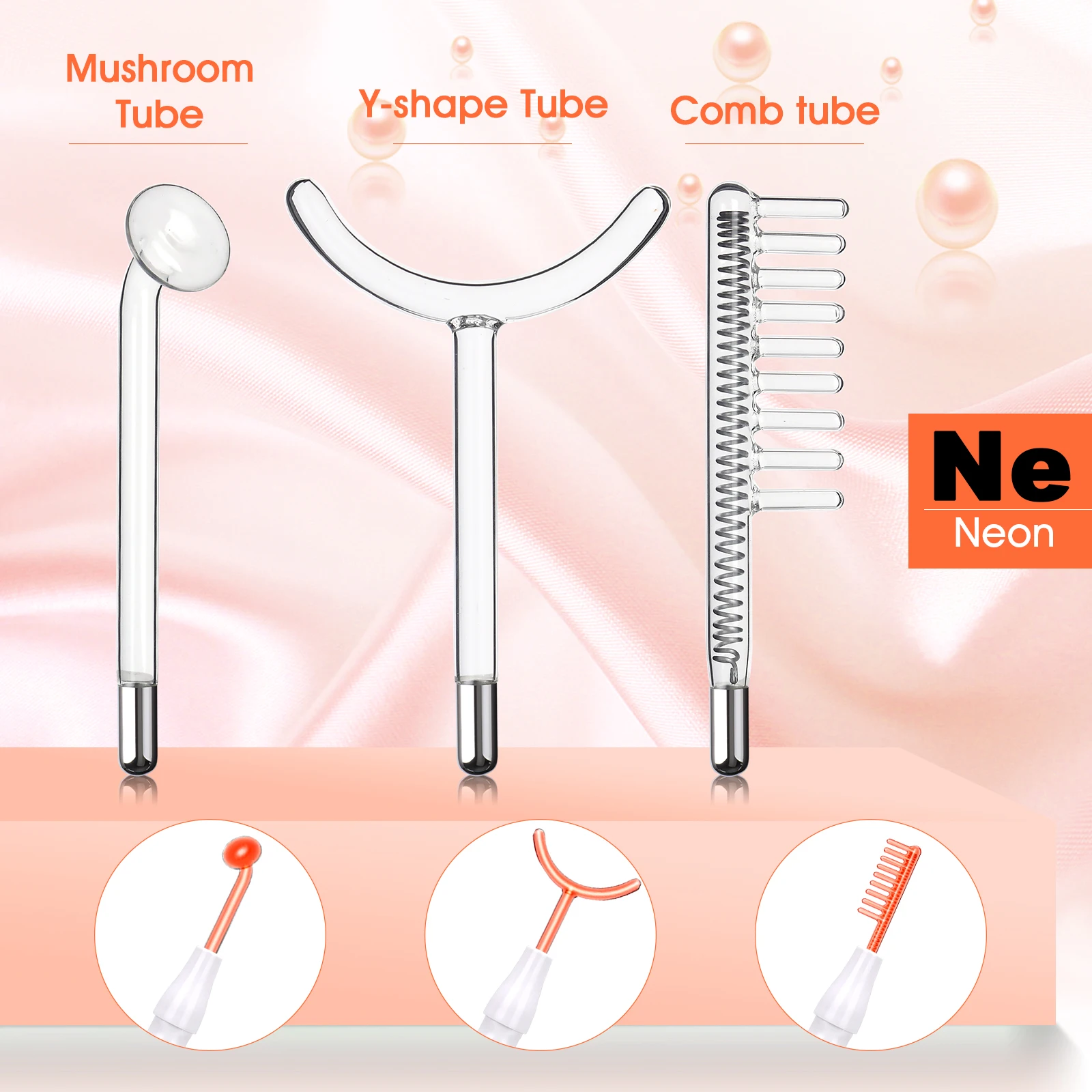 Machine faciale haute fréquence 7 en 1, électrothérapie, Tube en verre, baguette d'électrode, thérapie de beauté, dissolvant de taches d'acné gonflées et de rides