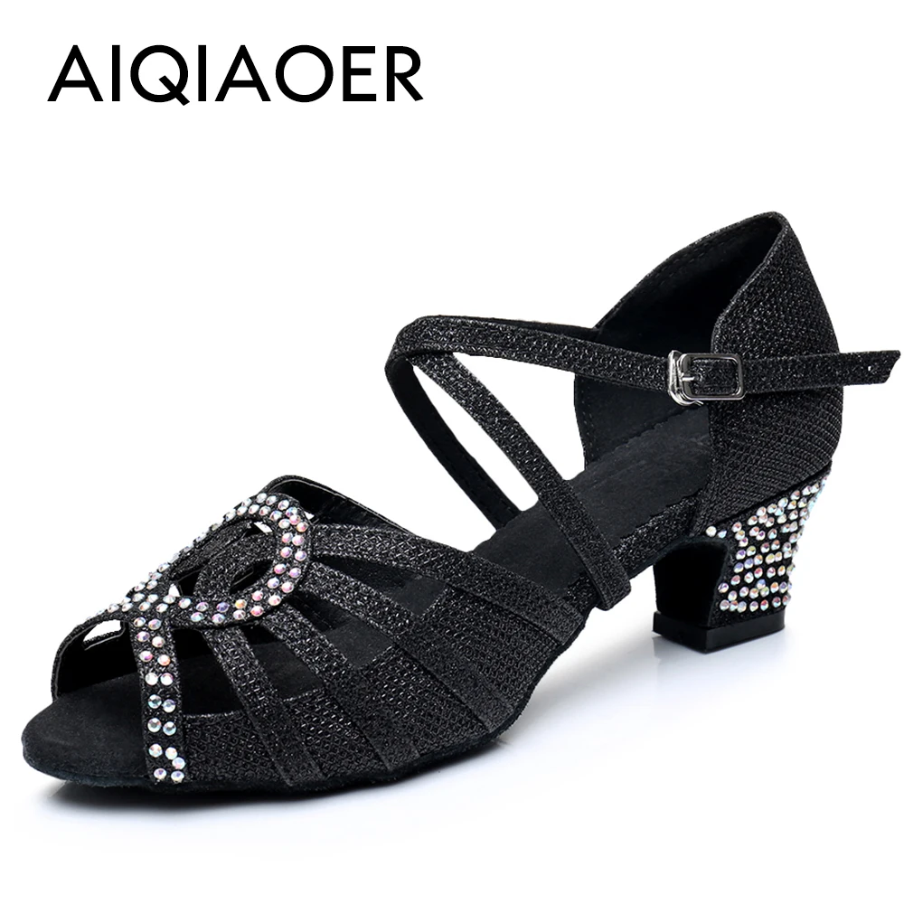 Rhinestone Latin dance shoes tango dance hall dance shoes lady high heels soft soles lady fishlips sandals lady wedding shoes