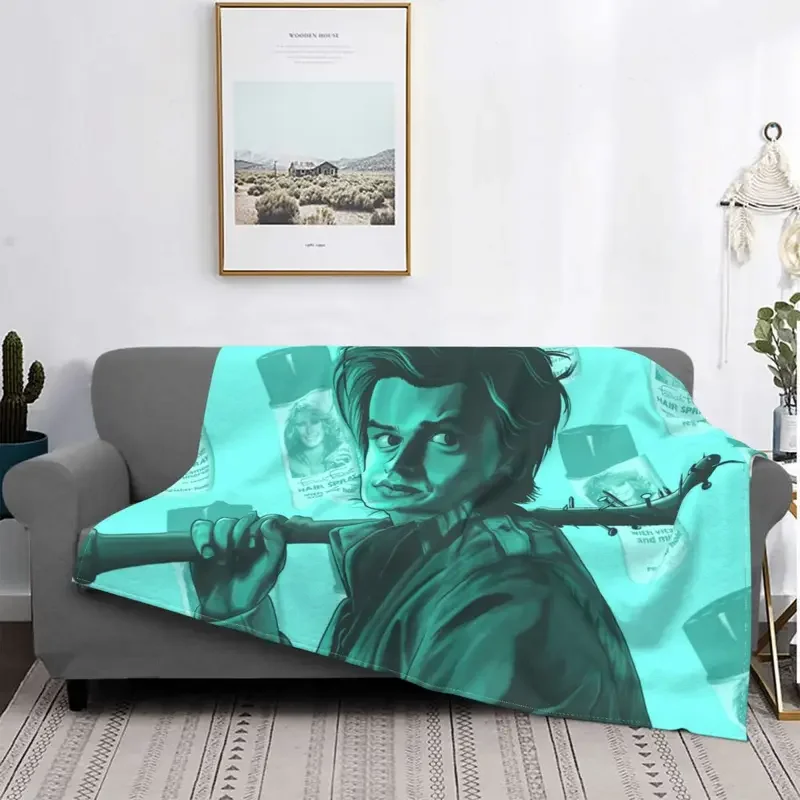 

Steve Harrington Fleece Blanket Joe Keery Original actor Customized Throw Blankets for Bed Sofa Couch Plush Thin Quilt