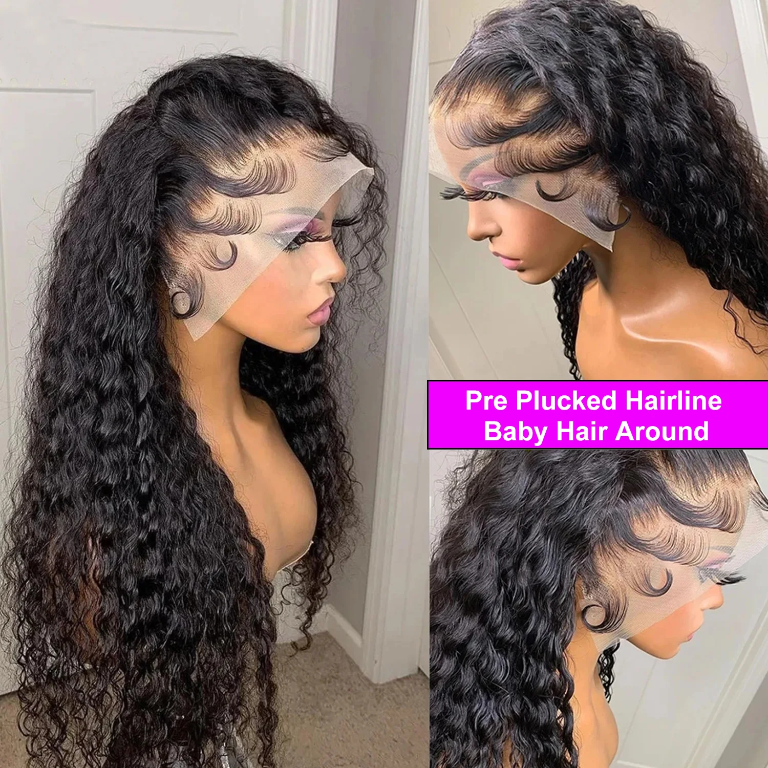 22 بوصة شعر مستعار مجعد 13x6 فراق عميق الدانتيل الجبهة خصلات الشعر المستعار الإنسان قبل قطعها البرازيلي الدانتيل الباروكات الأمامية للنساء شحن مجاني #2