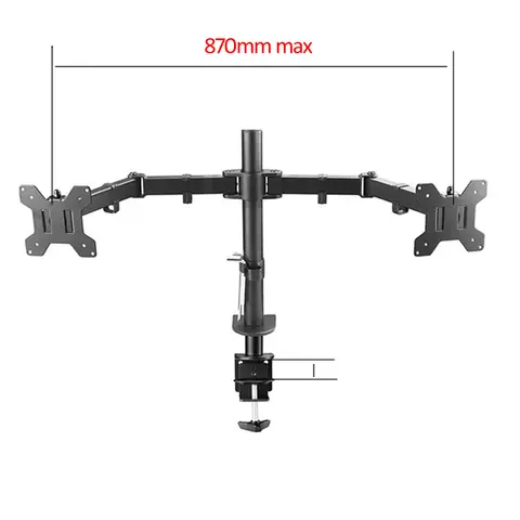 MS02-II 데스크탑 클램핑 풀 모션 듀얼 모니터 홀더, 360 도 클램프 베이스, 모니터 마운트 암 로딩, 9.9kgs PC 스탠드, 10 인치-27 인치
