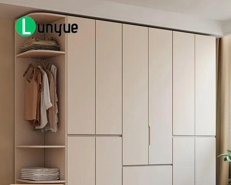 Oak Segmented Wardrobe Cream Style Bedroom Storage Cabinet Simple Economical Combination Closet for Small Apartment Home