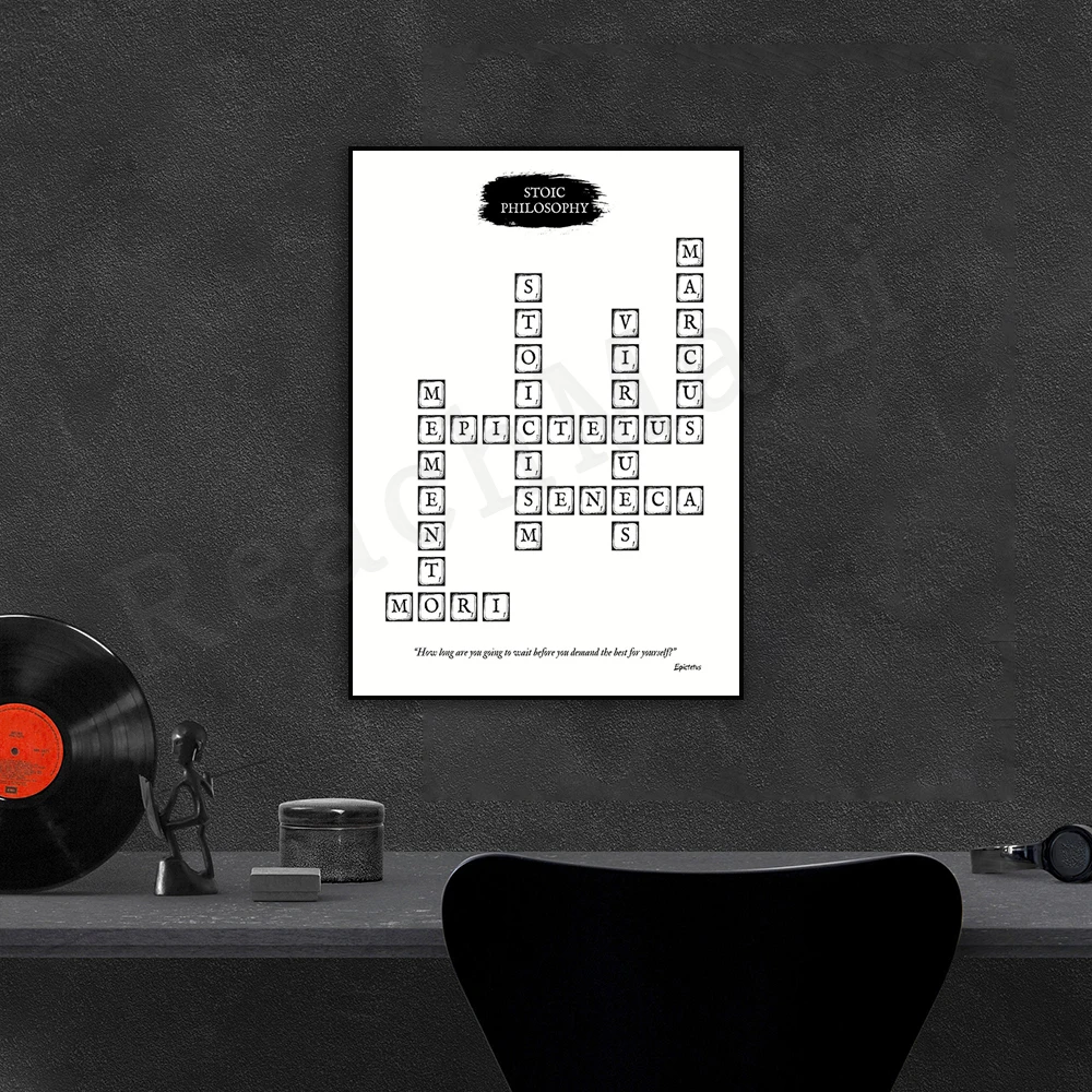 الفن الرواقي، الفلسفة الرواقية والأبجدية الخربشة، Momento Mori، Seneca، Epictetus، المعرفة الرواقية، ملصق الأبجدية الخربشة