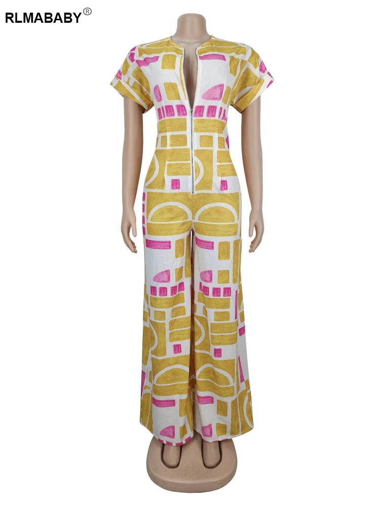 RLMABABY повседневный женский облегающий комбинезон на молнии с короткими рукавами и принтом, сексуальная уличная одежда для девочек, тонкие комбинезоны, комбинезон