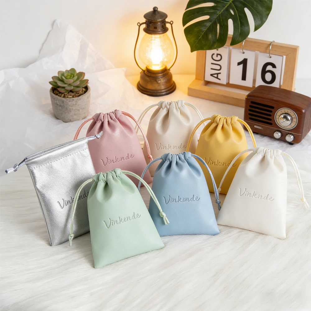 

50 шт. 7x9 см, белый, бежевый, элитный мини-сумка из искусственной кожи, дорожные сумки, ювелирные изделия, подарочная сумка на шнурке, сумка, серьги, ожерелье, кольца, органайзер