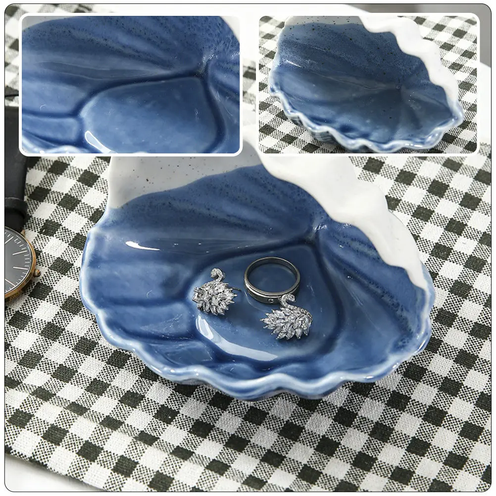 

Seashell Ceramic Desktop Organizer Nautical Jewelry Box Decorative Holder Display Case for Trinkets Earrings Rings Key Storage