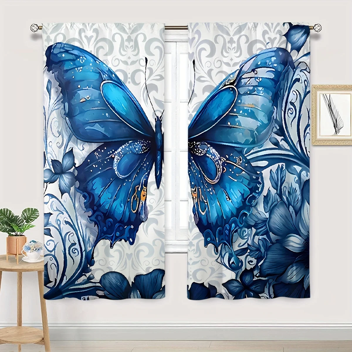 2 pezzi di fiori di farfalla tende decorazioni artistiche tenda decorativa per la casa per soggiorno camera da letto a tema animale per tutte le