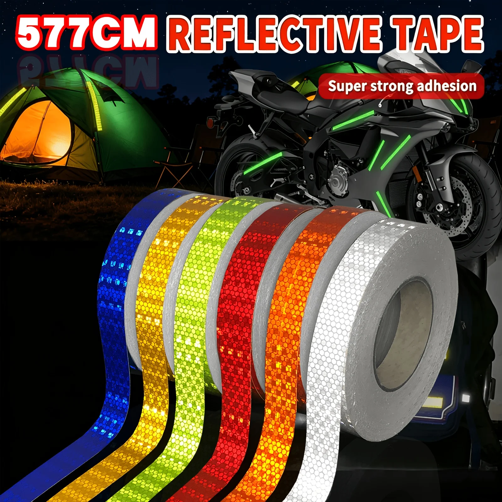 2.51cm High Visibility Solid Color Reflective PVC Sticker Waterproof Self-Adhesive Safety Warning Sticker Used Car Truck Signs