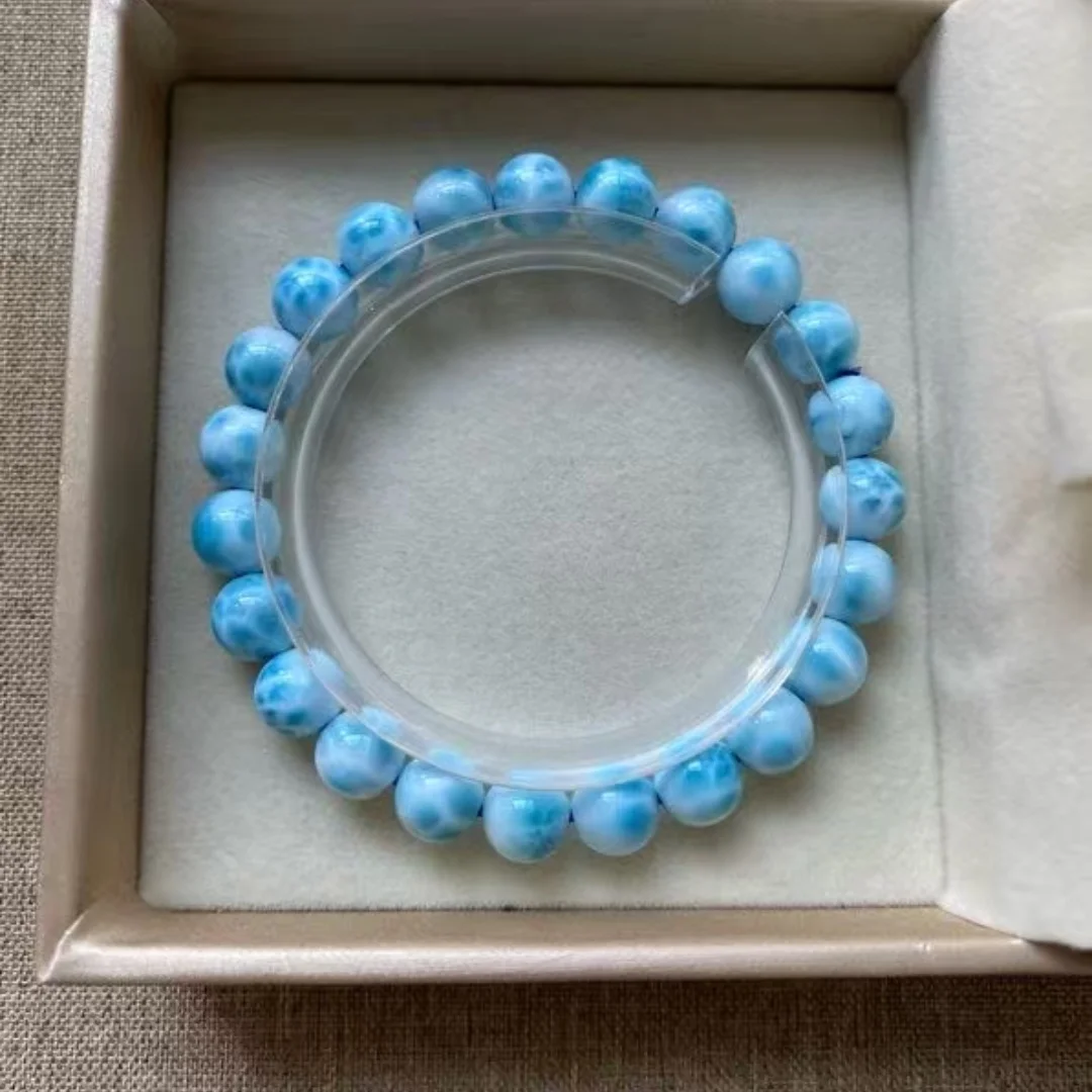 Natural Blue Larimar Gemstone Beads Bracelet 8.4mm Women Men Blue Larimar Beads Bracelet AAAAAA