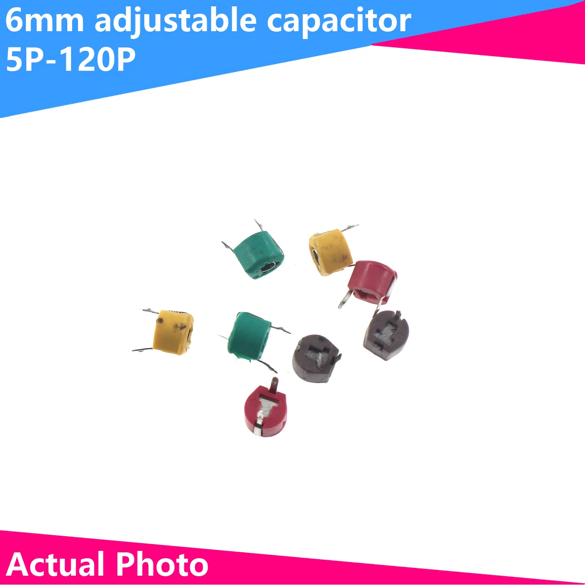 

5pcs adjustable capacitor 5P 10P 20P 30P 40P 50P 60P 70P 120PPF JML06-1-120P trimmer variable capacitance plastic 6mm 20/30/PF