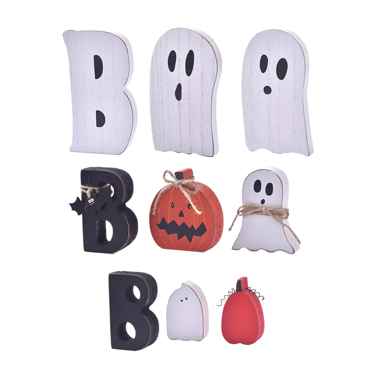 3 Pieces Wooden Ghost Decoration, Party Tabletop Centerpieces, Wooden Tiered Tray Decor for Display, Table Center