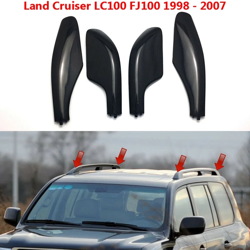 

Black Roof Rack Bar Rail End Replacement Cover Shell 4PCS for Toyota Land Cruiser LC100 FJ100 1998-2007