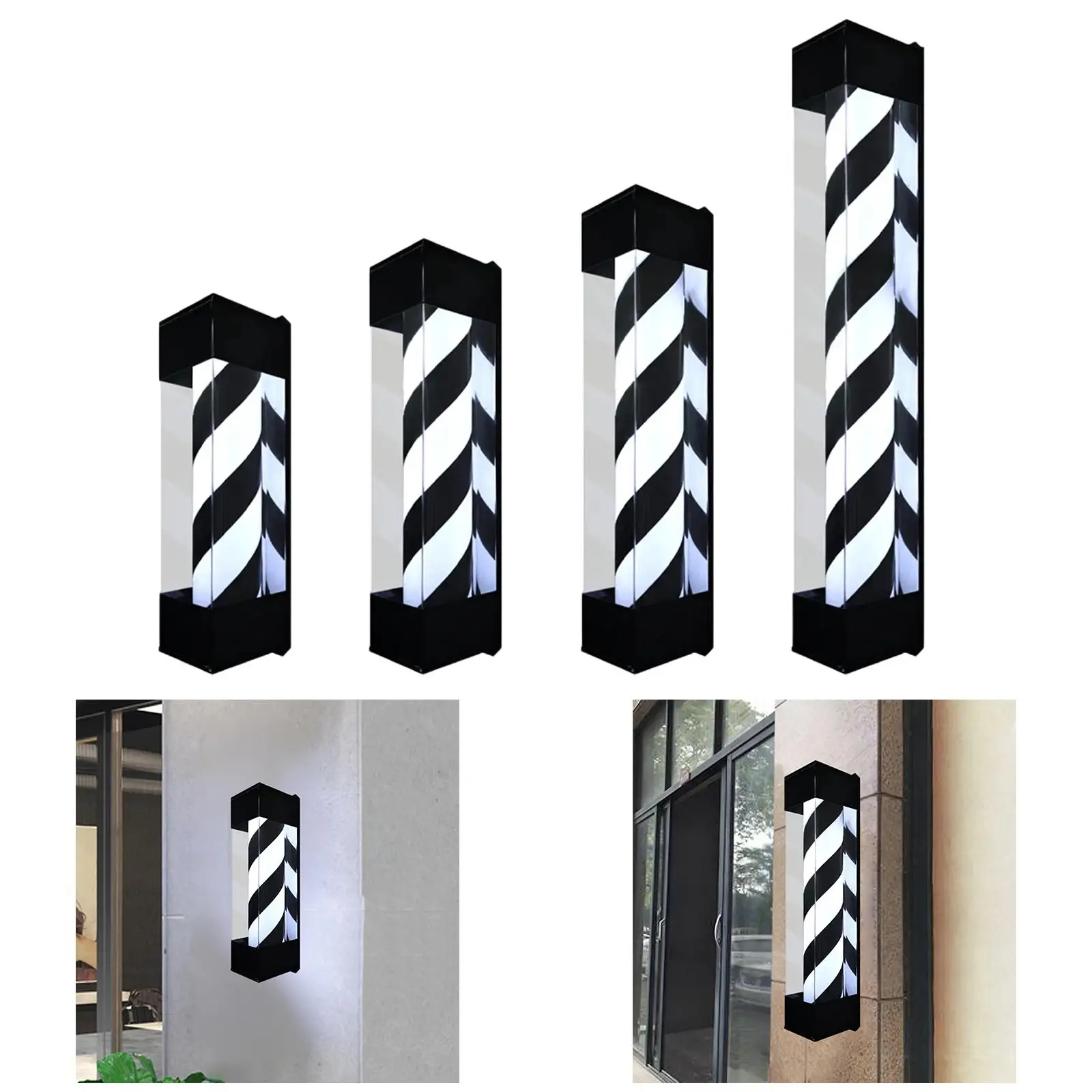 

Barber Pole Light 20W Rainproof Classic Hair Salon Open Sign Barber Shop Rotating Light Barbershop Light Black and White Strips