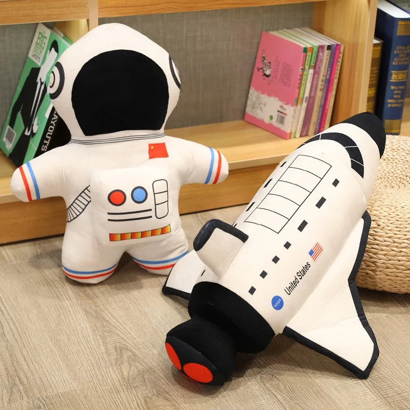 Creative Astronaut Rocket Pillow Plush Toy Spaceman Doll Space Shuttle Ragdoll Doll Birthday Gift