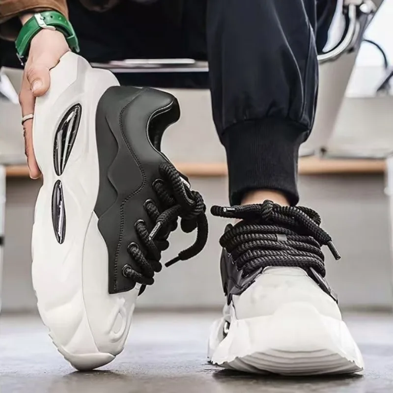 2025New Mens Platform Sneakers Designer Sneakers for Men Fashion Microfiber Leather Upper Height Increased Platform Casual Shoes